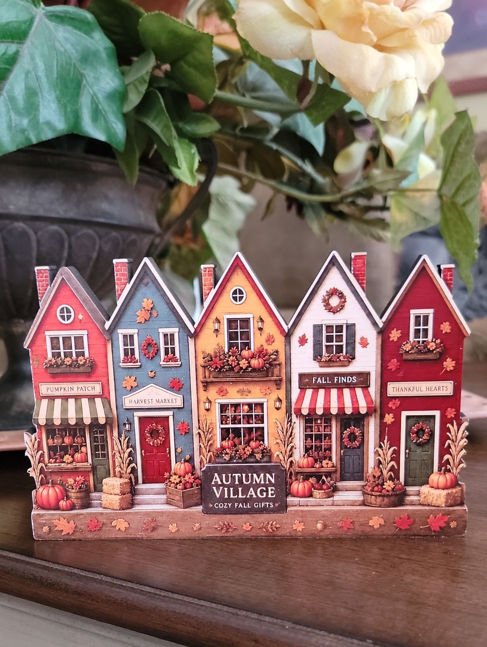 Autumn Village Cozy Fall Decorative Row Houses - Multicolor